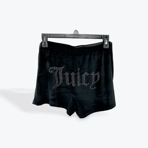 Juicy Couture Black Velvet Rhinestone Logo Sleep Shorts‎ Women's XL